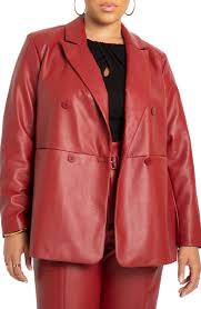 Faux leather blazer